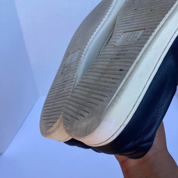 Eileen Fisher Women's Black Leather Slip On Sneakers Size 7 - Picture 6 of 8